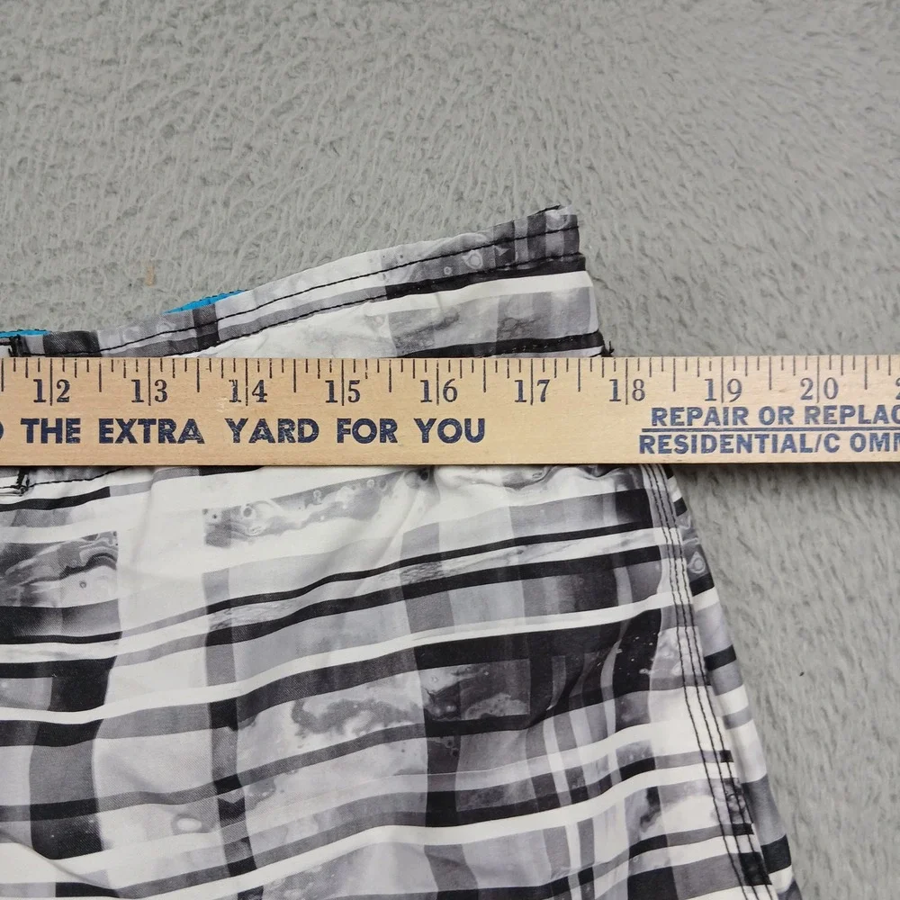 Speedo‎ Swim Trunks Men's XL Black White Plaid Board Shorts Lined